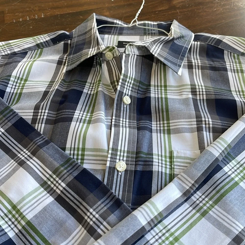 Banana Republic Men's Plaid Shirt Soft Wash Tailored Slim Fit Button Down Sz XL